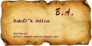 Babák Adina névjegykártya